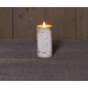 Kaars berk rustk+vlam 15cm wt bo