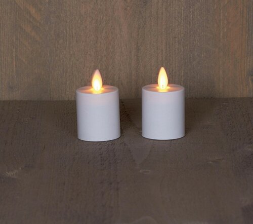 Kaars wax rustk+vlam h5cm s2 wit bo