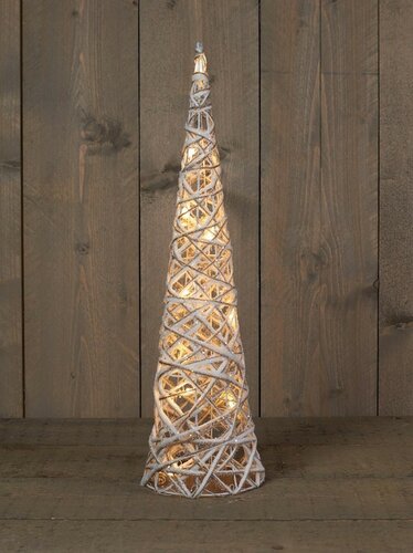 Kegel h60cm jute/katoen 15led ww bo