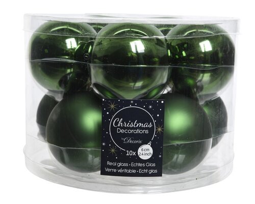Decoris Kerstballen glas - dennengroen - Ø 6 cm