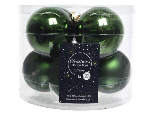 Decoris Kerstballen glas - dennengroen - Ø 7 cm