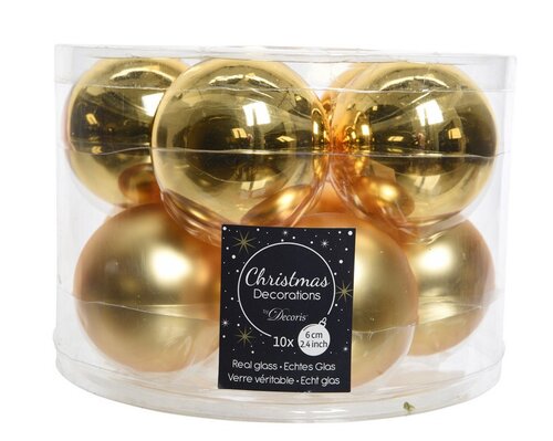 Decoris Kerstballen glas - licht goud - Ø 6 cm