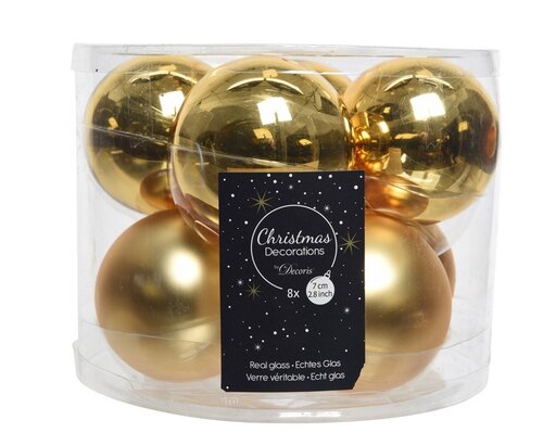 Decoris Kerstballen glas - licht goud - Ø 7 cm