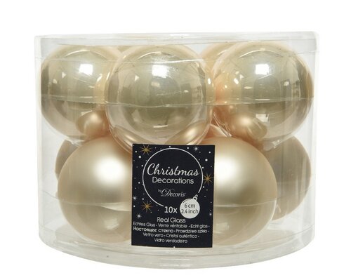 Decoris Kerstballen glas - parel - Ø 6 cm