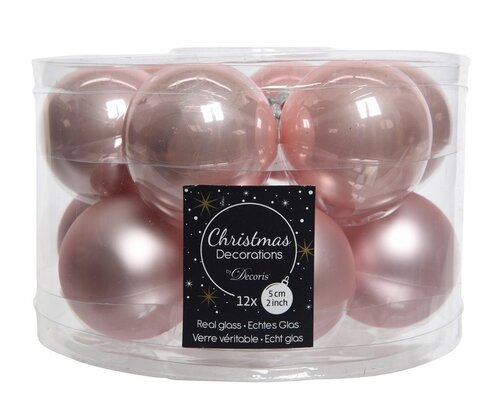 Decoris Kerstballen gla poederroze dia5cm
