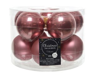 Decoris Kerstballen gla velours roze dia6cm