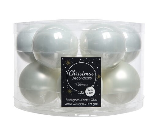 Decoris Kerstballen gla winterwit dia5cm