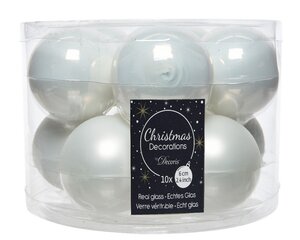 Decoris Kerstballen glas - winterwit - Ø 6 cm