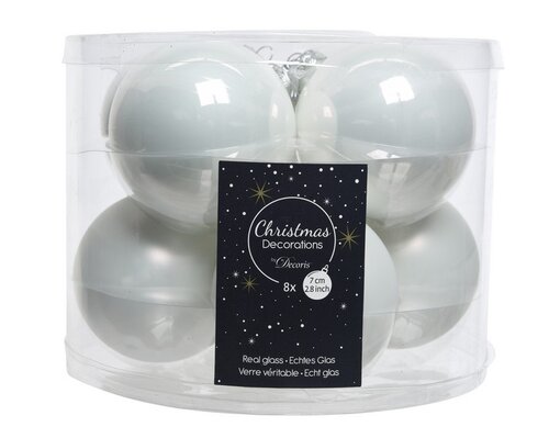 Decoris Kerstballen glas - winterwit - Ø 7 cm