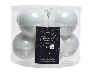 Decoris Kerstballen glas - winterwit - Ø 7 cm