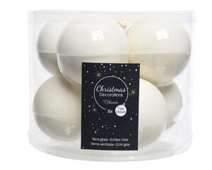 Decoris Kerstballen glas - wolwit - Ø 7 cm