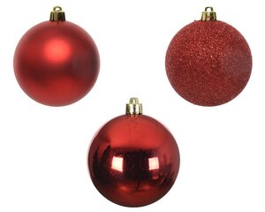 Kerstballen kunststof mix kerstrood - afbeelding 2