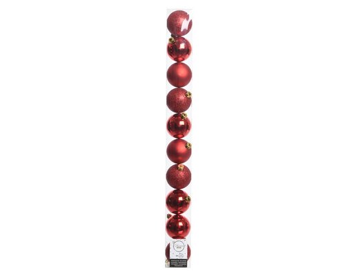Kerstballen kunststof mix kerstrood - afbeelding 1