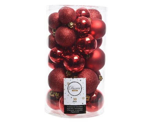 Decoris Kerstballen polystyreen - kerstrood - Ø 6 cm - afbeelding 1