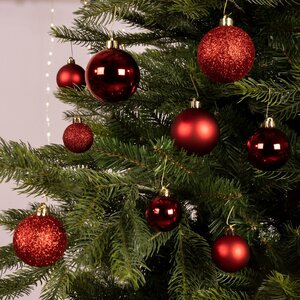 Decoris Kerstballen polystyreen - kerstrood - Ø 6 cm - afbeelding 2