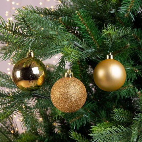 Decoris Kerstballen polystyreen - licht goud - Ø 6 cm - afbeelding 3