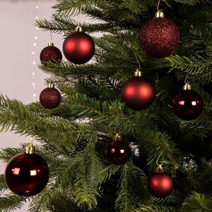 Decoris Kerstballen polystyreen - ossenbloed - Ø 6 cm - afbeelding 2