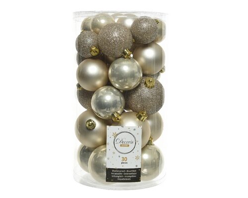 Decoris Kerstballen polystyreen - parel - Ø 6 cm - afbeelding 1