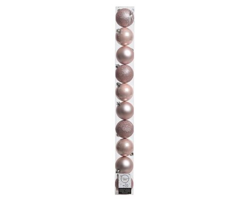Decoris Kerstballen kun poederroze dia6cm - afbeelding 1