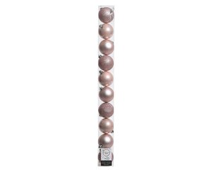 Decoris Kerstballen kun poederroze dia6cm - afbeelding 1