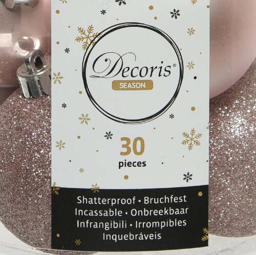 Decoris Kerstballen polystyreen - poederroze - Ø 6 cm - afbeelding 4