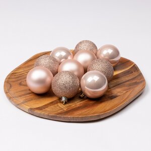 Decoris Kerstballen kun poederroze dia6cm - afbeelding 3