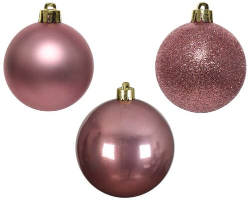 Decoris Kerstballen kun velours roze dia6cm - afbeelding 7