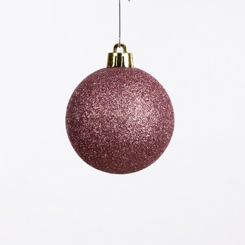 Decoris Kerstballen kun velours roze dia6cm - afbeelding 5
