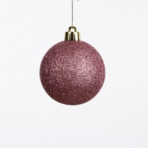 Decoris Kerstballen kun velours roze dia6cm - afbeelding 5
