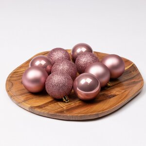 Decoris Kerstballen kun velours roze dia6cm - afbeelding 3
