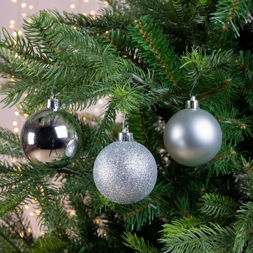 Decoris Kerstballen kun zilver dia6cm - afbeelding 3