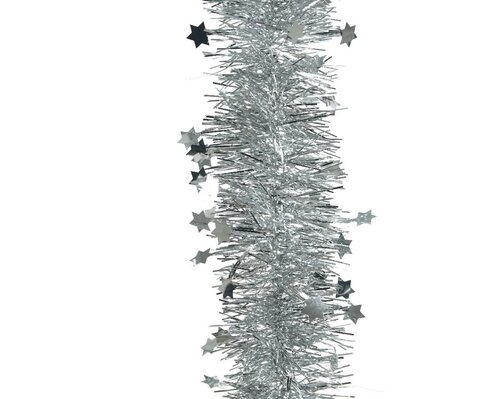 Decoris Lametta guirlande PET - zilver - Ø 9 cm