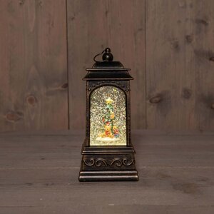 Lantaarn kerstboom in glitterwater 3 AA-batterijen batterij met dc aansluiting 20.5 × 9 cm warm wit - afbeelding 2