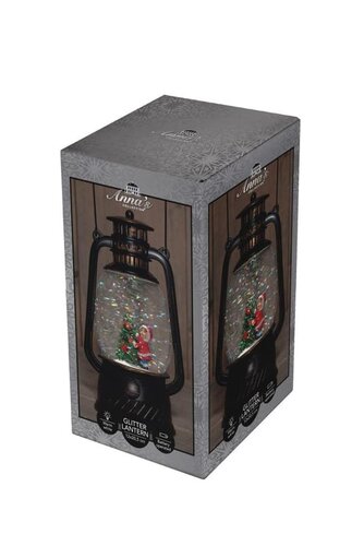 Lantaarn kerstboom in glitterwater op 3 AA-batterijen met dc aansluiting 20.5 × 12 cm warm wit - afbeelding 1