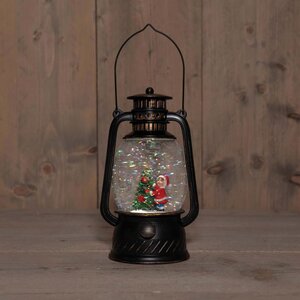 Lantaarn kerstboom in glitterwater op 3 AA-batterijen met dc aansluiting 20.5 × 12 cm warm wit - afbeelding 2