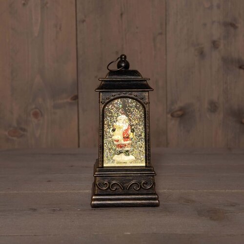 Lantaarn kerstman in glitterwater 3 AA-batterijen batterij met dc aansluiting 20.5 × 9 cm warm wit - afbeelding 2