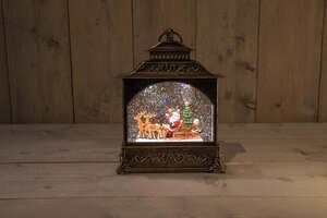 Lantaarn kerstman in glitterwater LED warm wit 22 × 8 × 29 cm 3 AA-batterijen en dc aansluiting - afbeelding 2