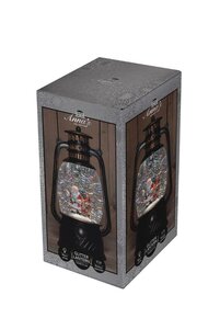 Lantaarn kerstman in glitterwater op 3 AA-batterijen met dc aansluiting 20.5 × 12 cm warm wit - afbeelding 1
