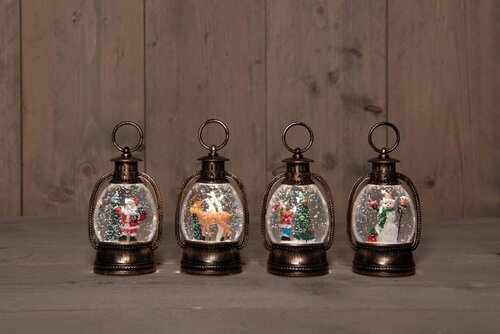 Lantaarn met glitterwater 2 AAA-batterijen batterij 13 × 8 cm 4 assorti in display warm wit