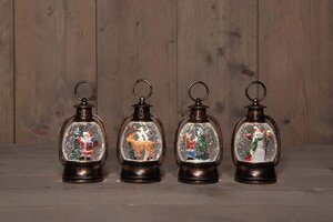 Lantaarn met glitterwater 2 AAA-batterijen batterij 13 × 8 cm 4 assorti in display warm wit