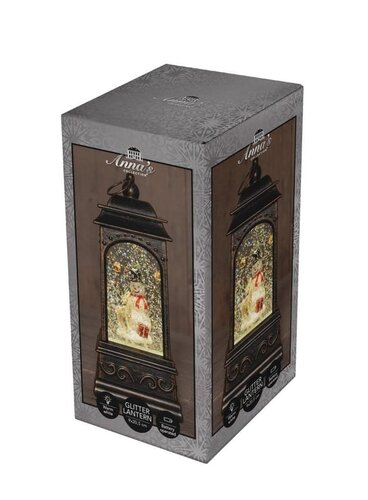 Lantaarn sneeuwpop in glitterwater 3 AA-batterijen batterij met dc aansluiting 20.5 × 9 cm warm wit - afbeelding 1