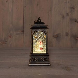 Lantaarn sneeuwpop in glitterwater 3 AA-batterijen batterij met dc aansluiting 20.5 × 9 cm warm wit - afbeelding 2