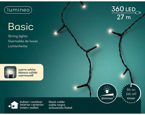 Lumineo tree lights led basic light zwart/warm wit 2700cm-36 - afbeelding 1