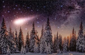 LED canvas 58 × 38 cm winter landschap 42 fiber + vallende ster – 3aa