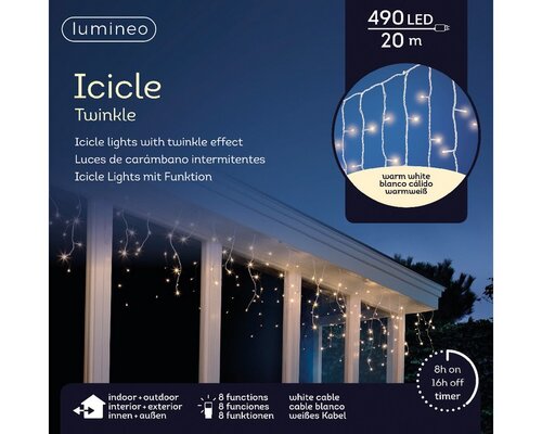 Lumineo special lights led icicle ligh wit/warm wit L2000cm-490 - afbeelding 1