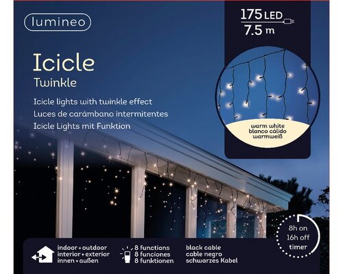 Lumineo special lights led icicle ligh zwart/warm wit L750cm-17 - afbeelding 1