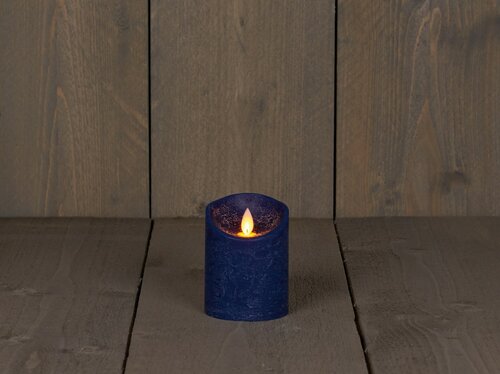 Led kaars rustiek 7,5X10CM ANTIEK BLAUW - afbeelding 1