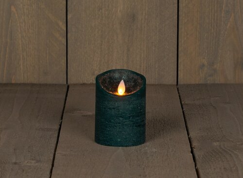 Led kaars rustiek 7,5X10CM ANTIEK GROEN - afbeelding 1