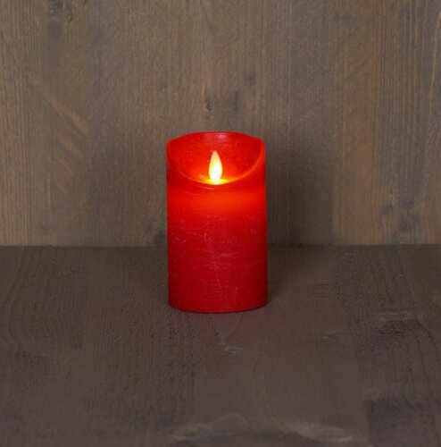 Led kaars rustiek 7,5X12,5CM ROOD - afbeelding 1
