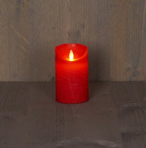 Led kaars rustiek 7,5X12,5CM ROOD - afbeelding 1